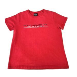 Vintage Men's Polo Jeans Co. Ralph Lauren Red Logo T-Shirt Medium Y2K Classic